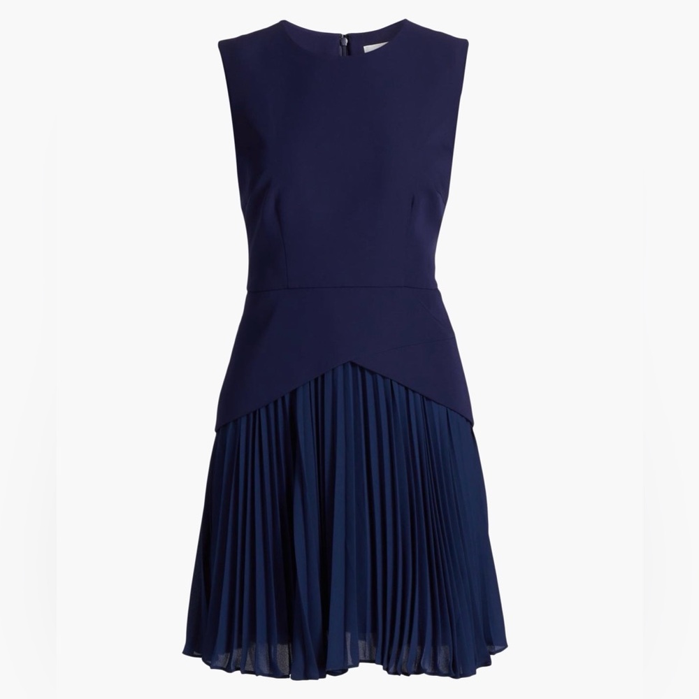 Milly Haddy Pleated Minidress in Navy